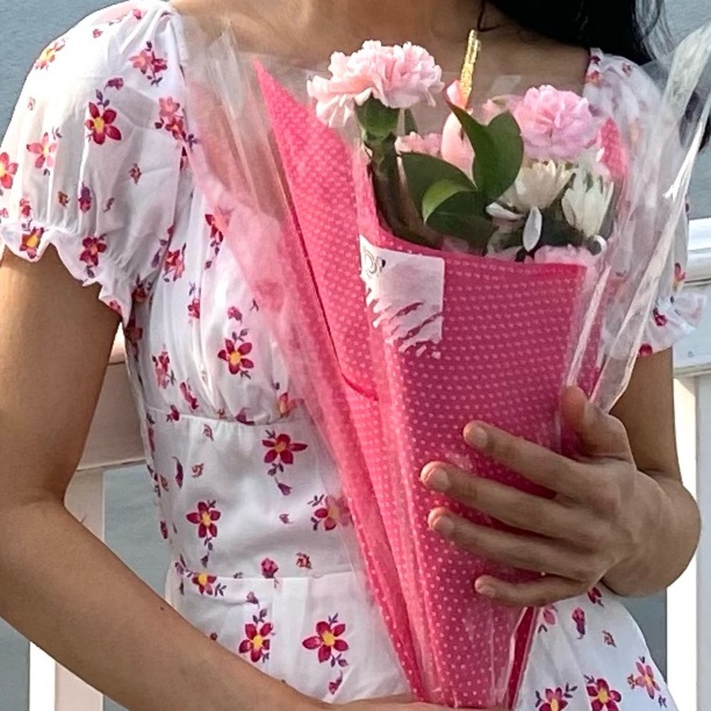 white floral dress